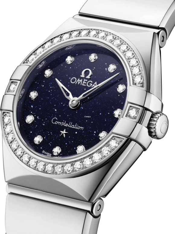 Omega,Constellation 25mm,25mm,Stainless Steel,Blue,Quartz,In-house Caliber,Sapphire,Crystal Glass,131,131.15.25.60.53.002