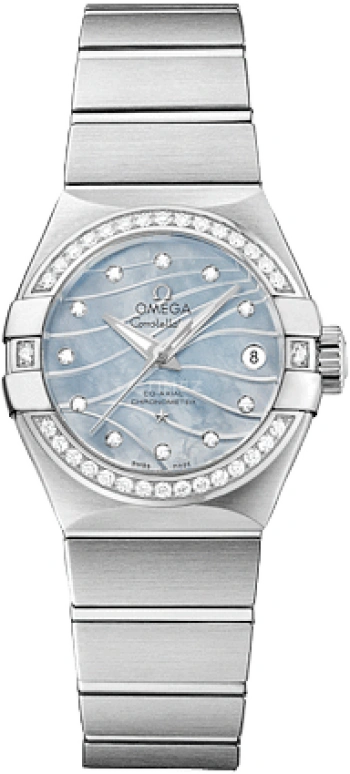 Omega,Constellation 27mm,27mm,Stainless Steel,Blue,Automatic,Date,Zodiac Indications,Co-Axial Escapement,123,123.15.27.20.57.001
