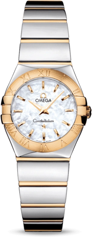 Omega,Constellation 24mm,24mm,Yellow Gold,Stainless Steel,White,Quartz,30000hours,In-house Caliber,123,123.20.24.60.05.004