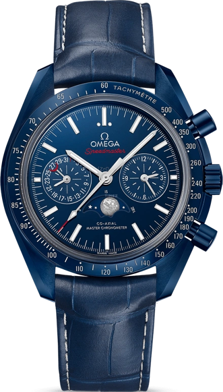 Omega,Speedmaster (Non-Moonwatch) 44.25mm,44.25mm,Ceramic,Blue,Automatic,Chronograph,Moonphase,Date,Co-Axial Escapement,60hours,In-house Caliber,304,304.93.44.52.03.001