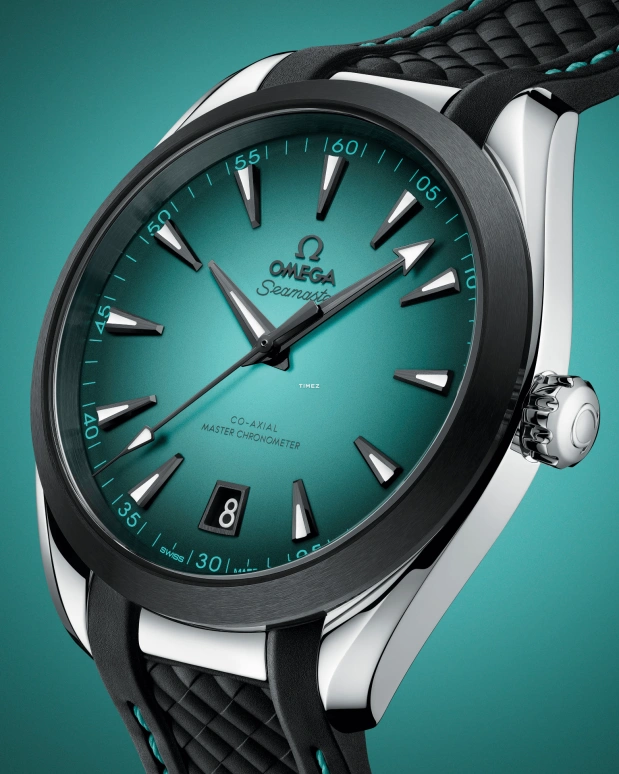 Omega,Aqua Terra 41mm,41mm,Stainless Steel,Ceramic,Gradient,Turquoise,Automatic,Day,Anti-magnetic,220,220.32.41.21.03.001