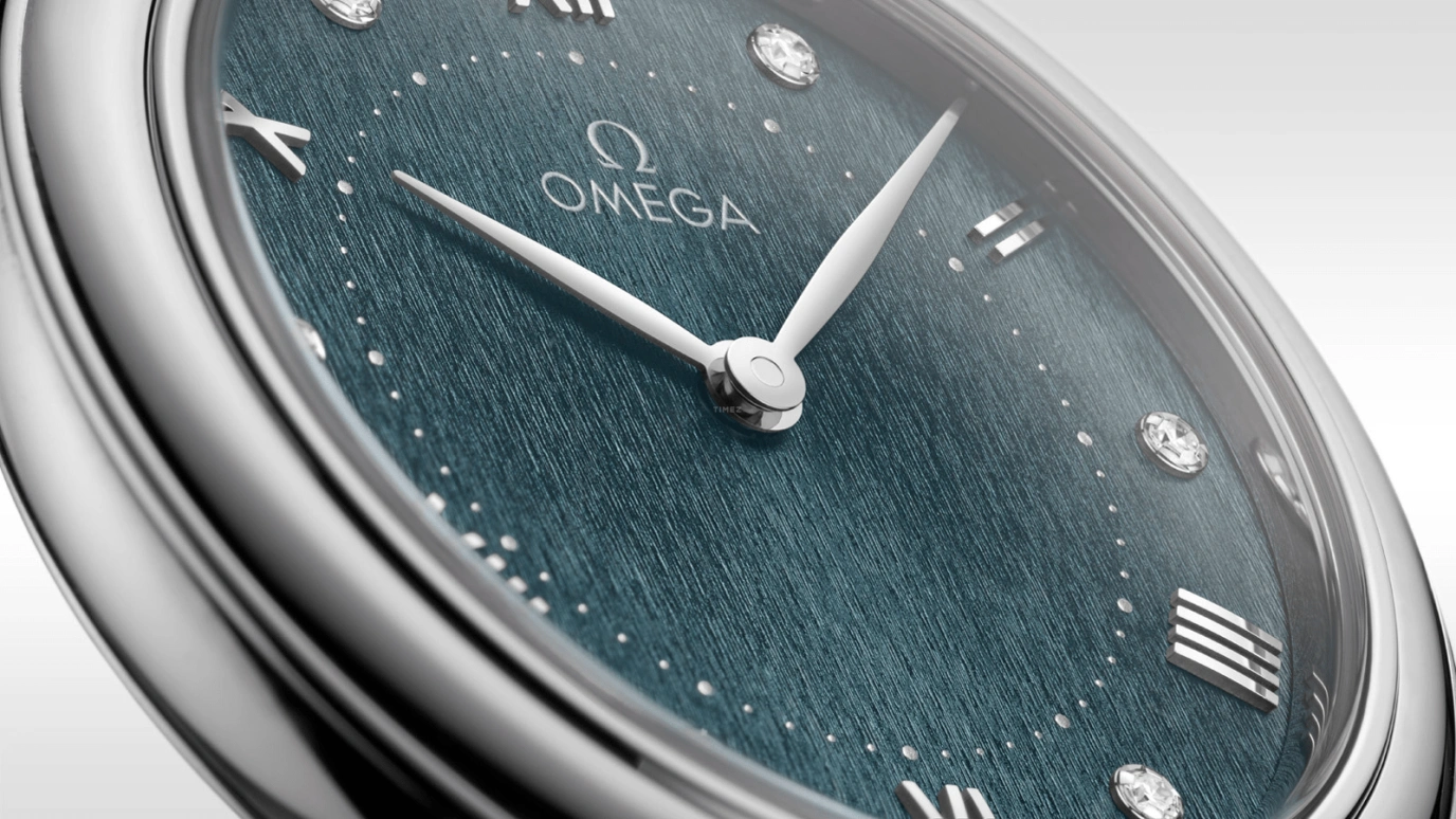 Omega,De Ville 30mm,30mm,Stainless Steel,Turquoise,Green,Quartz,In-house Caliber,Sapphire,434,434.13.30.60.60.001