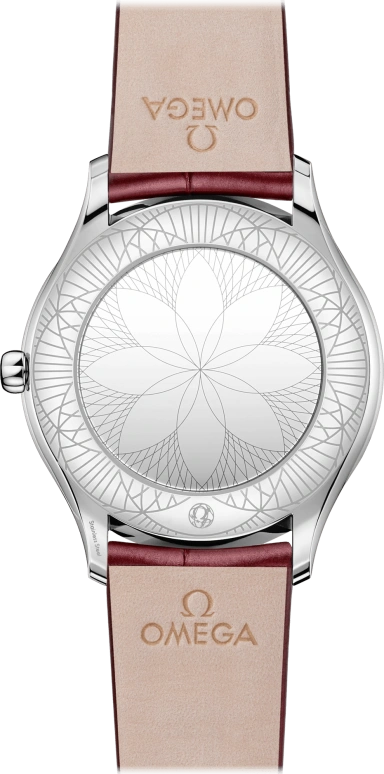 Omega,Trésor 36mm,36mm,Stainless Steel,Red,Quartz,Day,Zodiac Indications,428,428.18.36.60.11.001