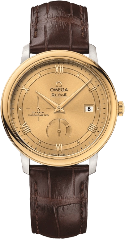 Omega,De Ville 39.50mm,39.50mm,Yellow Gold,Stainless Steel,Champagne,Automatic,Date,Power Reserve Indicator,Co-Axial Escapement,424,424.23.40.21.58.001 PROTO