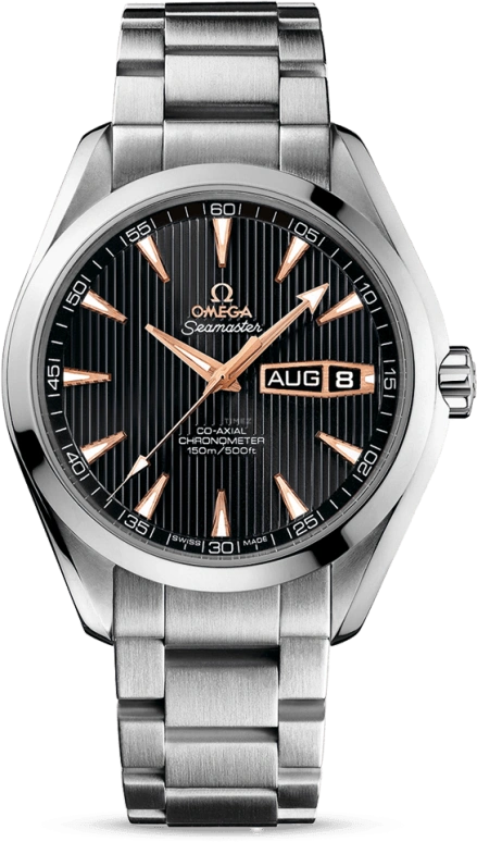 Omega,Aqua Terra 43mm,43mm,White Gold,Grey,Automatic,Annual Calendar,Month,Date,Co-Axial Escapement,60hours,In-house Caliber,231,231.50.43.22.01.001
