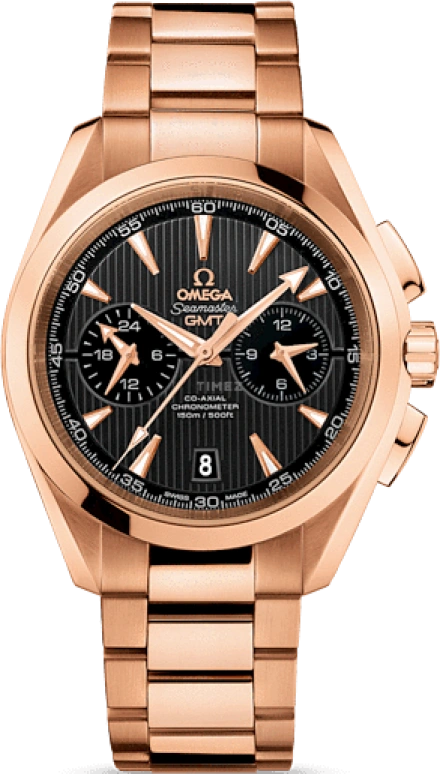 Omega,Aqua Terra 43mm,43mm,Red Gold,Grey,Automatic,Chronograph,Date,Co-Axial Escapement,Column Wheel,60hours,In-house Caliber,231,231.50.43.52.06.001