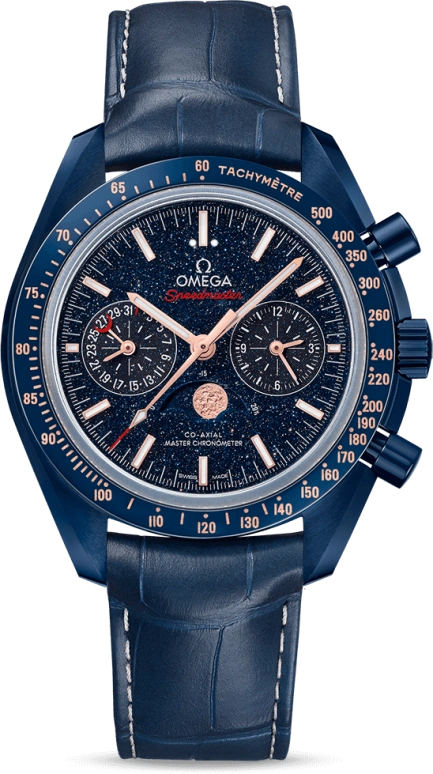 Omega,Speedmaster (Non-Moonwatch) 44.25mm,44.25mm,Ceramic,Blue,Automatic,Chronograph,Moonphase,Date,Co-Axial Escapement,60hours,In-house Caliber,304,304.93.44.52.03.002