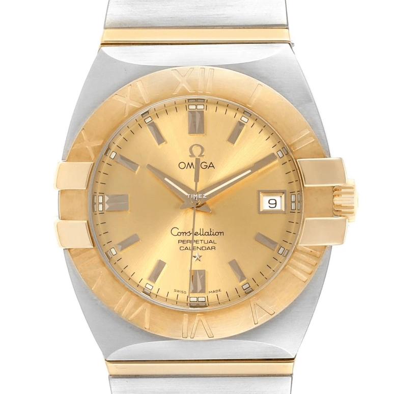 Omega,Constellation 35mm,35mm,Stainless Steel,Gold,Quartz,Perpetual Calendar,Day,1211,1211.10.00