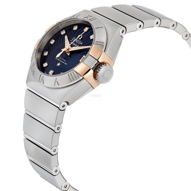 Omega,Constellation 27mm,27mm,Red Gold,Stainless Steel,Blue,Automatic,Day,50hours,123,123.20.27.20.53.002