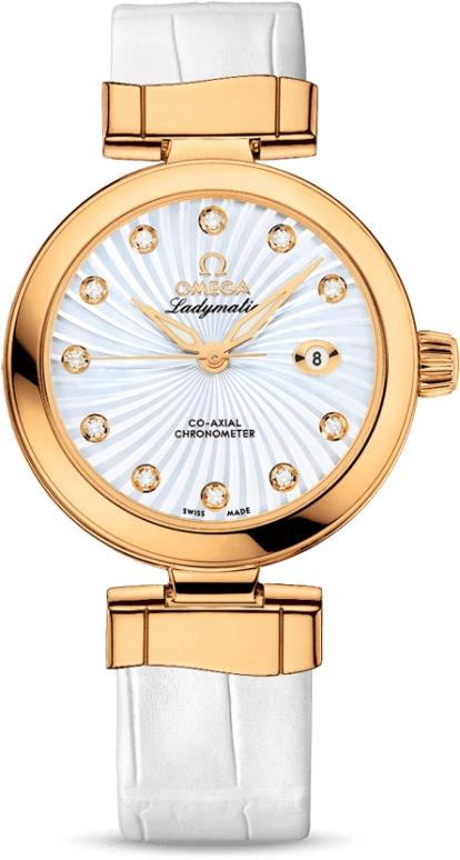 Omega,LadyMatic 34mm,34mm,Yellow Gold,White,Automatic,Date,Co-Axial Escapement,425,425.63.34.20.55.002