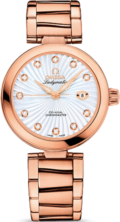 Omega,LadyMatic 34mm,34mm,Red Gold,White,Automatic,Date,Co-Axial Escapement,425,425.60.34.20.55.001