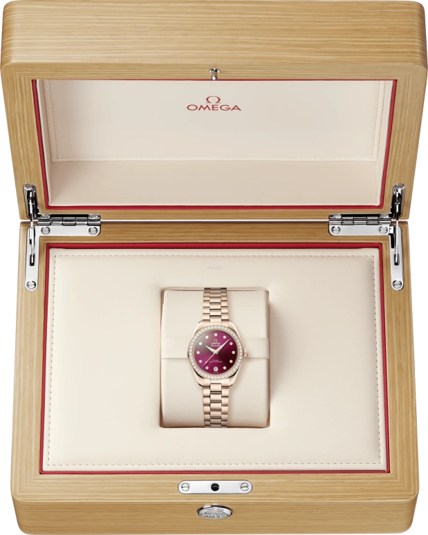 Omega,Aqua Terra 30mm,30mm,Sedna Gold,Burgundy,Automatic,Day,Anti-magnetic,220,220.55.30.20.61.001
