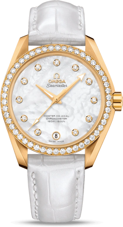 Omega,Aqua Terra 38.50mm,38.50mm,Yellow Gold,White,Automatic,Date,Co-Axial Escapement,231,231.58.39.21.55.002