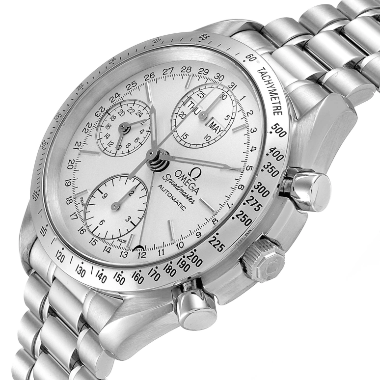 Omega,Speedmaster (Non-Moonwatch) 38mm,38mm,Stainless Steel,Silver,Automatic,Chronograph,Month,Date,Day,42hours,In-house Caliber,3521,3521.30.00
