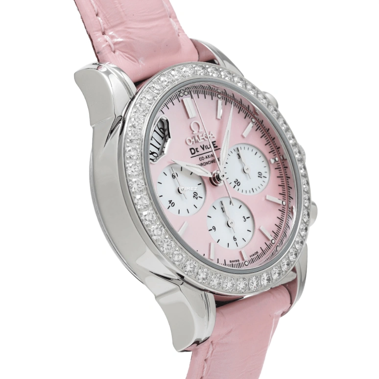 Omega,De Ville 35mm,35mm,Stainless Steel,Pink Red,Automatic,Chronograph,Day,4877,4877.74.34