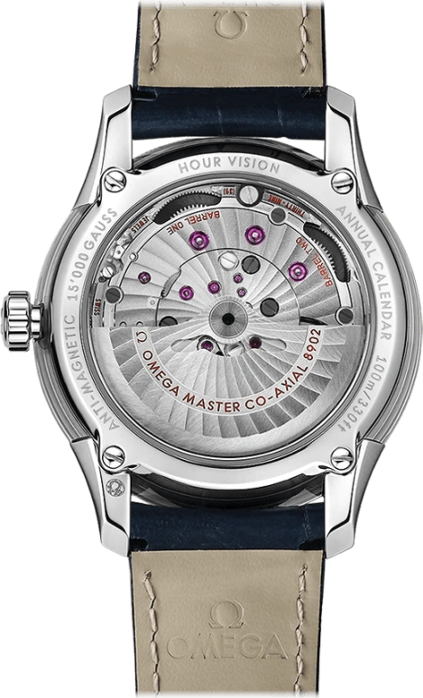 Omega,De Ville 41mm,41mm,Stainless Steel,Blue,Automatic,Annual Calendar,Month,Date,Co-Axial Escapement,60hours,In-house Caliber,433,433.33.41.22.03.001