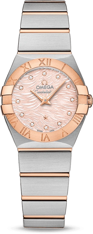 Omega,Constellation 24mm,24mm,Red Gold,Stainless Steel,Pink,Quartz,30000hours,In-house Caliber,123,123.20.24.60.57.003