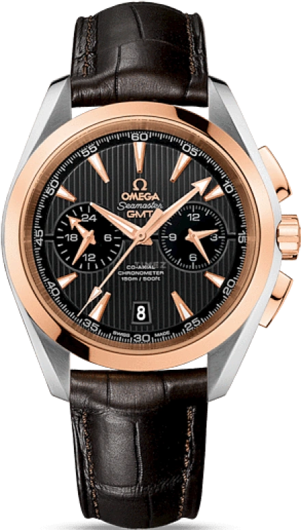 Omega,Aqua Terra 43mm,43mm,Red Gold,Stainless Steel,Grey,Automatic,Chronograph,Date,Co-Axial Escapement,Column Wheel,60hours,In-house Caliber,231,231.23.43.52.06.001