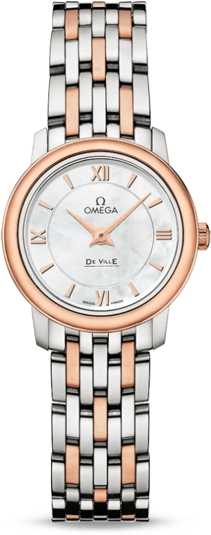 Omega,De Ville 24.40mm,24.40mm,Red Gold,Stainless Steel,White,Quartz,30000hours,In-house Caliber,424,424.20.24.60.05.002
