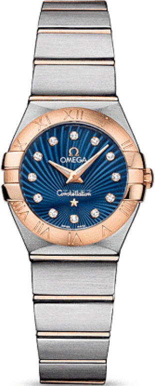 Omega,Constellation 24mm,24mm,Red Gold,Stainless Steel,Blue,Quartz,30000hours,In-house Caliber,123,123.20.24.60.53.001
