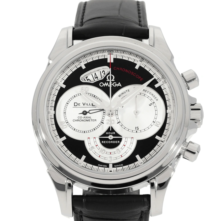 Omega,De Ville 41mm,41mm,Stainless Steel,Black,Automatic,Chronograph,Day,422,422.13.41.50.01.001