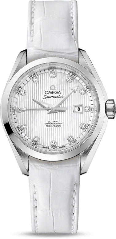 Omega,Aqua Terra 34mm,34mm,Stainless Steel,White,Automatic,Date,Zodiac Indications,Co-Axial Escapement,231,231.13.34.20.55.001