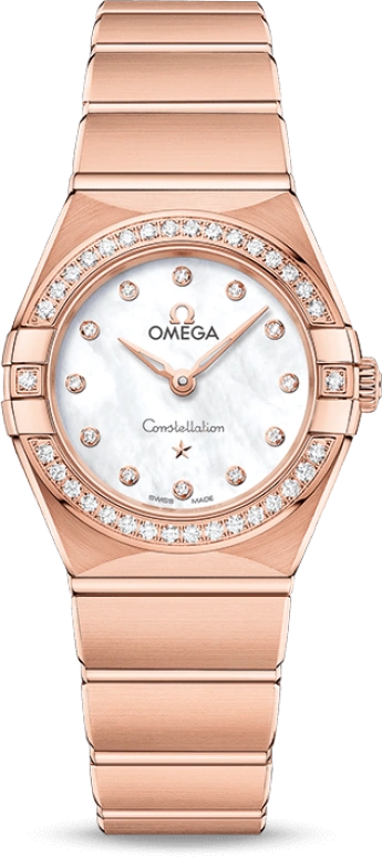 Omega,Constellation 25mm,25mm,Sedna Gold,White,Quartz,Day,Zodiac Indications,131,131.55.25.60.55.001