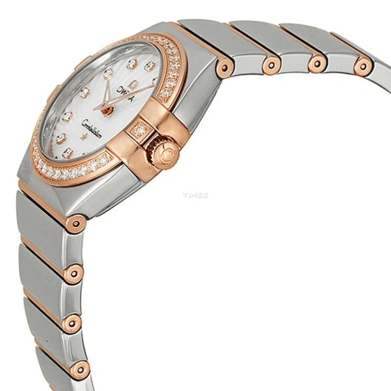 Omega,Constellation 27mm,27mm,Red Gold,Stainless Steel,White,Quartz,30000hours,In-house Caliber,123,123.25.27.60.55.006