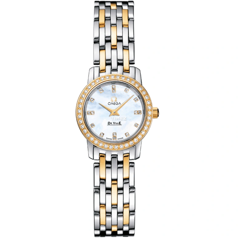 Omega,De Ville 22mm,22mm,Yellow Gold,Stainless Steel,White,Quartz,30000hours,In-house Caliber,4375,4375.75.00