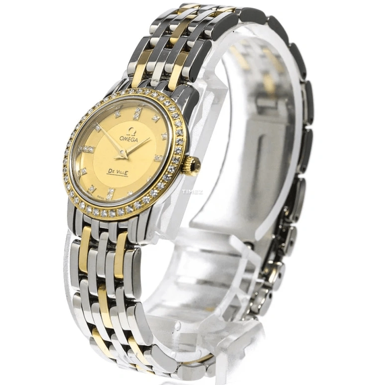 Omega,De Ville 22mm,22mm,Yellow Gold,Stainless Steel,Champagne,Quartz,30000hours,In-house Caliber,413,413.25.22.60.58.001