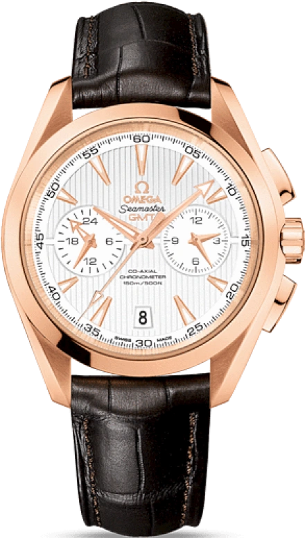 Omega,Aqua Terra 43mm,43mm,Red Gold,Silver,Automatic,Chronograph,Date,Co-Axial Escapement,Column Wheel,60hours,In-house Caliber,231,231.53.43.52.02.001