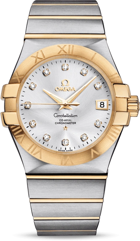 Omega,Constellation 35mm,35mm,Yellow Gold,Stainless Steel,Silver,Automatic,Date,Co-Axial Escapement,123,123.20.35.20.52.002