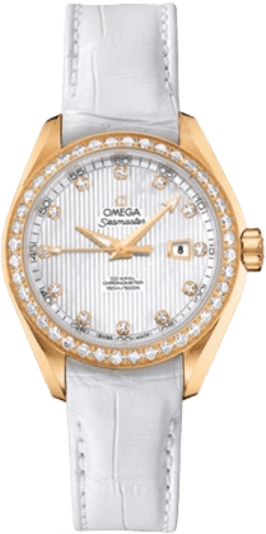Omega,Aqua Terra 34mm,34mm,Yellow Gold,White,Automatic,Date,Co-Axial Escapement,231,231.58.34.20.55.001