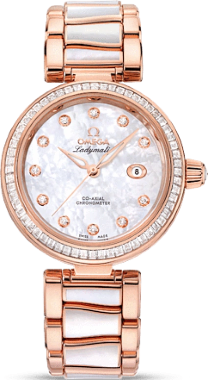Omega,LadyMatic 34mm,34mm,Sedna Gold,White,Automatic,Date,Co-Axial Escapement,425,425.65.34.20.55.007