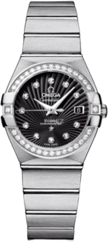 Omega,Constellation 27mm,27mm,Stainless Steel,Black,Automatic,Date,Zodiac Indications,Co-Axial Escapement,123,123.15.27.20.51.001