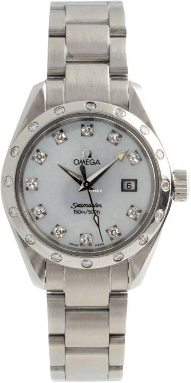 Omega,Seamaster 30mm,30mm,Stainless Steel,White,Quartz,Day,Sapphire,Crystal Glass,2575,2575.75.00