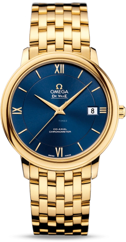 Omega,De Ville 36.80mm,36.80mm,Yellow Gold,Blue,Automatic,Date,Co-Axial Escapement,424,424.50.37.20.03.001