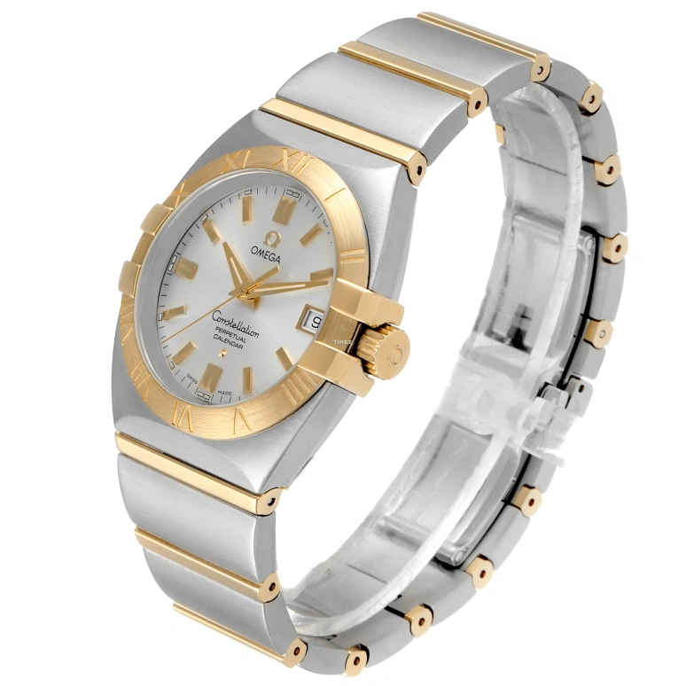Omega,Constellation 38mm,38mm,Stainless Steel,Yellow Gold,Silver,Quartz,Perpetual Calendar,Day,1213,1213.30.00