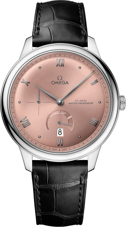 Omega,De Ville 41mm,41mm,Stainless Steel,Pink,Automatic,Day,Power Reserve Indicator,434,434.13.41.21.10.001