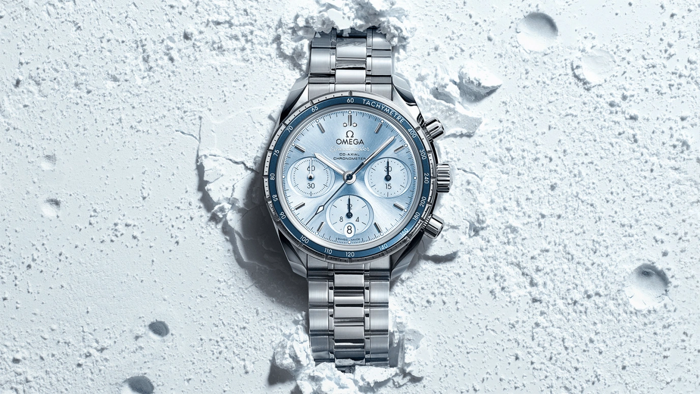 Omega,Speedmaster (Non-Moonwatch) 38mm,38mm,Stainless Steel,Blue,Automatic,Chronograph,Date,Co-Axial Escapement,Column Wheel,52hours,In-house Caliber,324,324.30.38.50.03.001