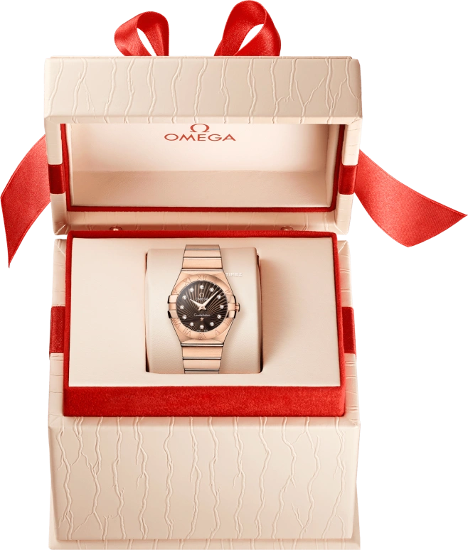 Omega,Constellation 27mm,27mm,Red Gold,Brown,Quartz,30000hours,In-house Caliber,123,123.50.27.60.63.001
