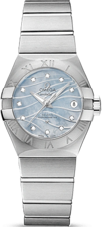 Omega,Constellation 27mm,27mm,Stainless Steel,Blue,Automatic,Date,Zodiac Indications,Co-Axial Escapement,123,123.10.27.20.57.001