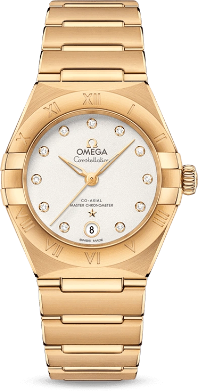 Omega,Constellation 29mm,29mm,Yellow Gold,Silver,Automatic,Date,Co-Axial Escapement,131,131.50.29.20.52.002