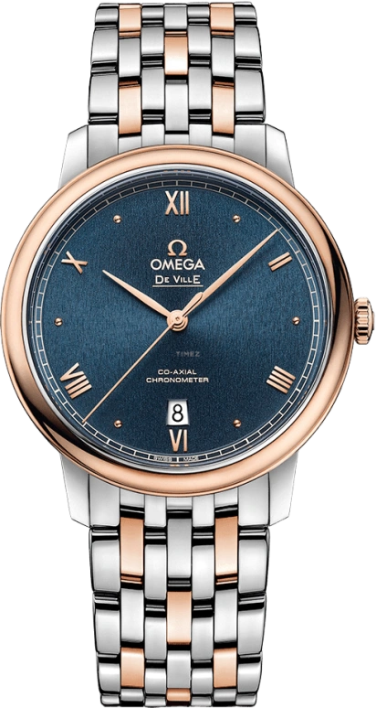 Omega,De Ville 39.50mm,39.50mm,Red Gold,Stainless Steel,Blue,Automatic,Date,Co-Axial Escapement,424,424.20.40.20.03.001