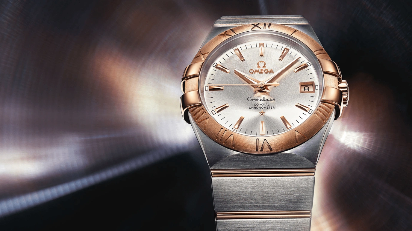 Omega,Constellation 35mm,35mm,Red Gold,Stainless Steel,Silver,Automatic,Date,Co-Axial Escapement,123,123.20.35.20.02.001