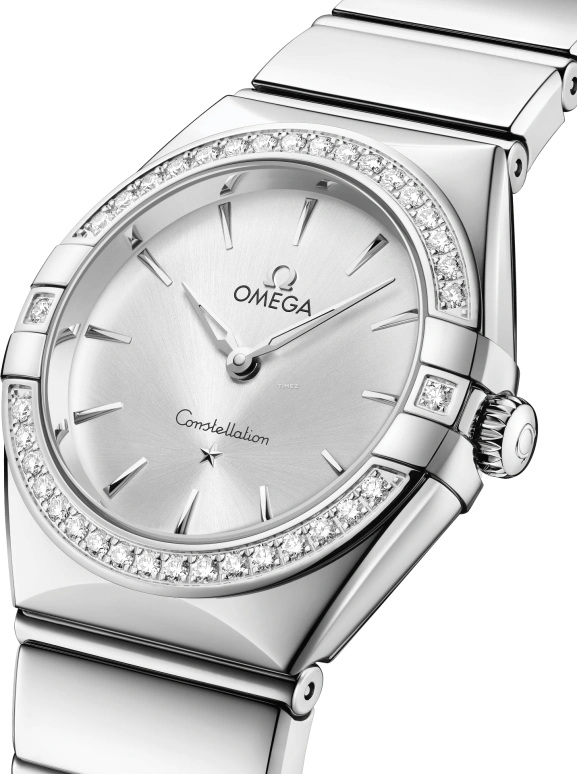 Omega,Constellation 28mm,28mm,Stainless Steel,Silver,Quartz,In-house Caliber,Sapphire,Crystal Glass,131,131.15.28.60.02.001