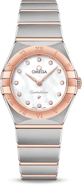 Omega,Constellation 25mm,25mm,Sedna Gold,Stainless Steel,White,Quartz,In-house Caliber,Sapphire,131,131.20.25.60.55.001