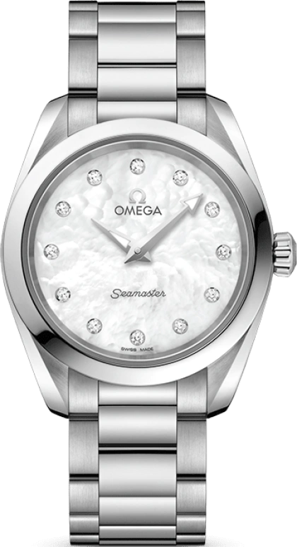 Omega,Aqua Terra 28mm,28mm,Stainless Steel,White,Quartz,Day,Zodiac Indications,220,220.10.28.60.55.001