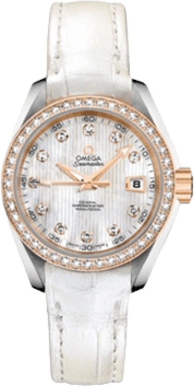 Omega,Aqua Terra 30mm,30mm,Yellow Gold,Stainless Steel,White,Automatic,Date,Zodiac Indications,Co-Axial Escapement,231,231.28.30.20.55.002