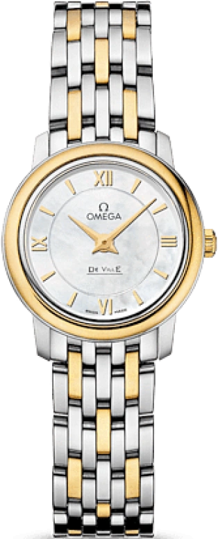 Omega,De Ville 24.40mm,24.40mm,Yellow Gold,Stainless Steel,White,Quartz,30000hours,In-house Caliber,424,424.20.24.60.05.001